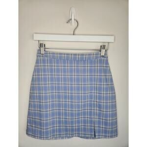 Hollister Blue and White Plaid Mini Skirt